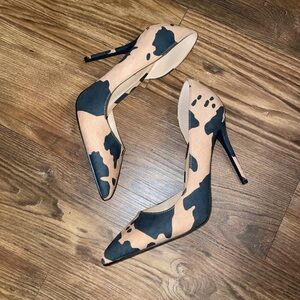 Shoe Dazzle Cowprint Tan Heels